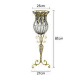 NNEAGS 85cm Clear Glass Tall Floor Vase with 12pcs Pink Artificial Fake Flower Set
