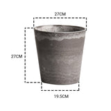 NNEAGS 27cm Rock Grey Round Resin Plant Flower Pot in Cement Pattern Planter Cachepot for Indoor Home Office