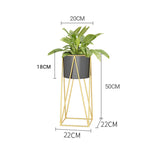 NNEAGS 4X 50cm Gold Metal Plant Stand with Black Flower Pot Holder Corner Shelving Rack Indoor Display