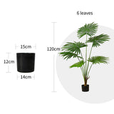 NNEAGS 120cm Artificial Natural Green Fan Palm Tree Fake Tropical Indoor Plant Home Office Decor