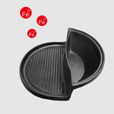 NNEAGS 2X 2 in 1 Cast Iron Ribbed Fry Pan Skillet Griddle BBQ and Steamboat Hot Pot