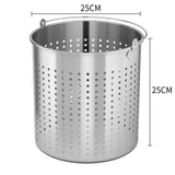 NNEAGS 12L 18/10 Stainless Steel Perforated Stockpot Basket Pasta Strainer with Handle
