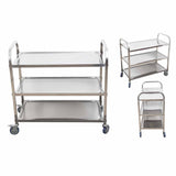 NNEAGS 3 Tier 81x46x85cm Stainless Steel Kitchen Dinning Food Cart Trolley Utility Round Small
