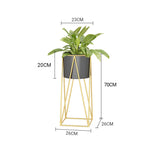 NNEAGS 4X 70cm Gold Metal Plant Stand with Black Flower Pot Holder Corner Shelving Rack Indoor Display