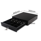 NNEAGS Black Heavy Duty Cash Drawer Electronic 4 Bills 8 Coins Cheque Slot Tray Pos 350