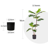 NNEAGS 2X 90cm 2-Trunk Artificial Natural Green Split-Leaf Philodendron Tree Fake Tropical Indoor Plant Home Office Decor