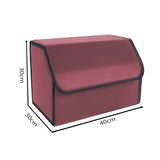 NNEAGS 4X Leather Car Boot Collapsible Foldable Trunk Cargo Organizer Portable Storage Box Red Medium