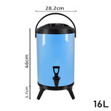 NNEAGS 4X 16L Stainless Steel Insulated Milk Tea Barrel Hot and Cold Beverage Dispenser Container with Faucet Blue
