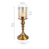 NNEAGS 42cm Gold Nordic Deluxe Candlestick Candle Holder Stand Pillar Glass /Iron