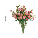 NNEAGS 10 Bunch Artificial Silk Rose 6 Heads Flower Fake Bridal Bouquet Table Decor Pink