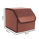 NNEAGS 4X Leather Car Boot Collapsible Foldable Trunk Cargo Organizer Portable Storage Box Coffee Small