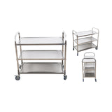 NNEAGS 2X 3 Tier 86x54x94cm Stainless Steel Kitchen Dinning Food Cart Trolley Utility Round Large
