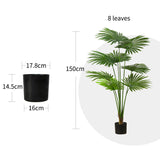 NNEAGS 2X 150cm Artificial Natural Green Fan Palm Tree Fake Tropical Indoor Plant Home Office Decor
