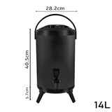NNEAGS 14L Stainless Steel Insulated Milk Tea Barrel Hot and Cold Beverage Dispenser Container with Faucet Black