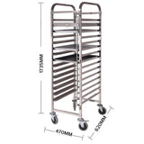 NNEAGS Trolley 15 Tier Stainless Steel with Aluminum Baking Pan Cooking Tray for Bakers