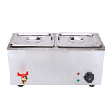 NNEAGS 2X Stainless Steel 2 X 1/2 GN Pan Electric Bain-Marie Food Warmer with Lid