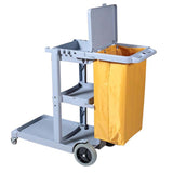 NNEAGS 2X 3 Tier Multifunction Janitor Cleaning Waste Cart Trolley and Waterproof Bag with Lid