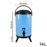 NNEAGS 4X 14L Stainless Steel Insulated Milk Tea Barrel Hot and Cold Beverage Dispenser Container with Faucet Blue