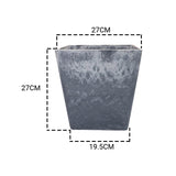 NNEAGS 2X 27cm Weathered Grey Square Resin Plant Flower Pot in Cement Pattern Planter Cachepot for Indoor Home Office