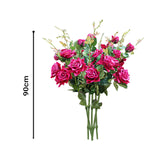 NNEAGS 8 Bunch Artificial Silk Rose 5 Heads Flower Fake Bridal Bouquet Table Decor Pink