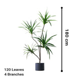 NNEAGS 4X 180cm Green Artificial Indoor Brazlian Iron Tree Fake Plant Decorative 4 Heads
