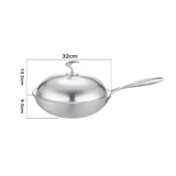 NNEAGS 2X 18/10 Stainless Steel Fry Pan 32cm Frying Pan Top Grade Cooking Skillet with Lid