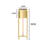 NNEAGS 2X 90cm Gold Metal Plant Stand with Flower Pot Holder Corner Shelving Rack Indoor Display