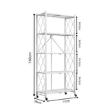 NNEAGS 5 Tier Steel White Foldable Kitchen Cart Multi-Functional Shelves Portable Storage Organizer with Wheels