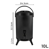 NNEAGS 2X 10L Stainless Steel Insulated Milk Tea Barrel Hot and Cold Beverage Dispenser Container with Faucet Black