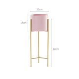 NNEAGS 4X 2 Layer 42cm Gold Metal Plant Stand with Pink Flower Pot Holder Corner Shelving Rack Indoor Display
