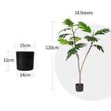 NNEAGS 2X 120cm Artificial Natural Green Split-Leaf Philodendron Tree Fake Tropical Indoor Plant Home Office Decor