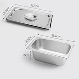 NNEAGS 4X GN Pan Full Size 1/3 GN Pan 10cm Deep Stainless Steel Tray With Lid