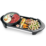 NNEAGS 2 in 1 Electric Non-Stick BBQ Teppanyaki Grill Plate Steamboat Hotpot 2-8 Person