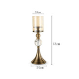 NNEAGS 2X 43cm Glass Candle Holder Candle Stand Glass/Metal