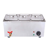 NNEAGS Stainless Steel 3 X 1/2 GN Pan Electric Bain-Marie Food Warmer with Lid