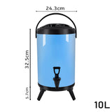 NNEAGS 4X 10L Stainless Steel Insulated Milk Tea Barrel Hot and Cold Beverage Dispenser Container with Faucet Blue