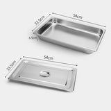 NNEAGS 6X GN Pan Full Size 1/1 GN Pan 6.5cm Deep Stainless Steel Tray With Lid