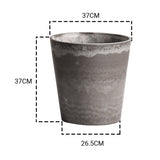 NNEAGS 37cm Rock Grey Round Resin Tapered Plant Flower Pot in Cement Pattern Planter Cachepot for Indoor Home Office