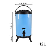 NNEAGS 4X 12L Stainless Steel Insulated Milk Tea Barrel Hot and Cold Beverage Dispenser Container with Faucet Blue