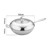 NNEAGS 2X 18/10 Stainless Steel Fry Pan 32cm Frying Pan Top Grade Non Stick Interior Skillet with Helper Handle and Lid