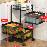 NNEAGS 3 Tier Steel Square Rotating Kitchen Cart Multi-Functional Shelves Portable Storage Organizer with Wheels