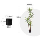 NNEAGS 4X 180cm Artificial Natural Green Dracaena Yucca Tree Fake Tropical Indoor Plant Home Office Decor