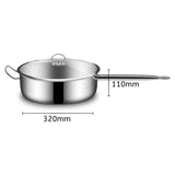 NNEAGS 32cm Stainless Steel Saucepan Sauce pan with Glass Lid and Helper Handle Triple Ply Base Cookware