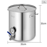 NNEAGS Stainless Steel Brewery Pot 33L With Beer Valve 35*35cm