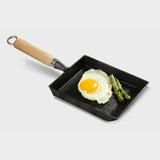 NNEAGS 2X Cast Iron Tamagoyaki Japanese Omelette Egg Frying Skillet Fry Pan Wooden Handle