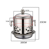 NNEAGS 2X Stainless Steel Mini Asian Buffet Hot Pot Single Person Shabu Alcohol Stove Burner with Lid