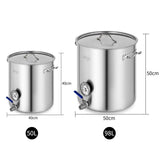 NNEAGS Stainless Steel Brewery Pot 50L 98L With Beer Valve 40CM 50CM
