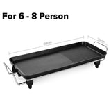 NNEAGS 68cm Electric BBQ Grill Teppanyaki Tough Non-stick Surface Hot Plate Kitchen 6-8 Person