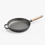 NNEAGS 2X 27cm Round Cast Iron Frying Pan Skillet Steak Sizzle Platter with Helper Handle