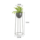 NNEAGS 2X 70cm Round Wire Metal Flower Pot Stand with Black Flowerpot Holder Rack Display